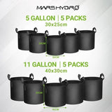 Mars Hydro 11 Gallon Farbric Grow Pot Plant Ccontainer(5 Packs)